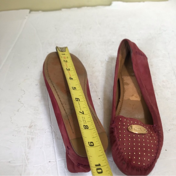 Coach Ballet Flats Suede Studs Logo Loafers Leather Shoes Barbie Pink Comfort - Picture 14 of 15